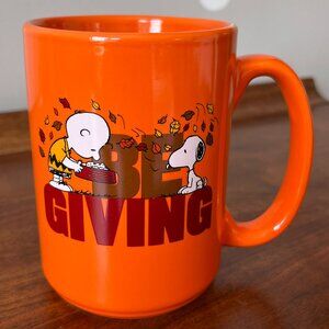 Peanuts Thanksgiving Mug "Be Giving" Charlie Brown Snoopy 2020 Orange Fall Cup